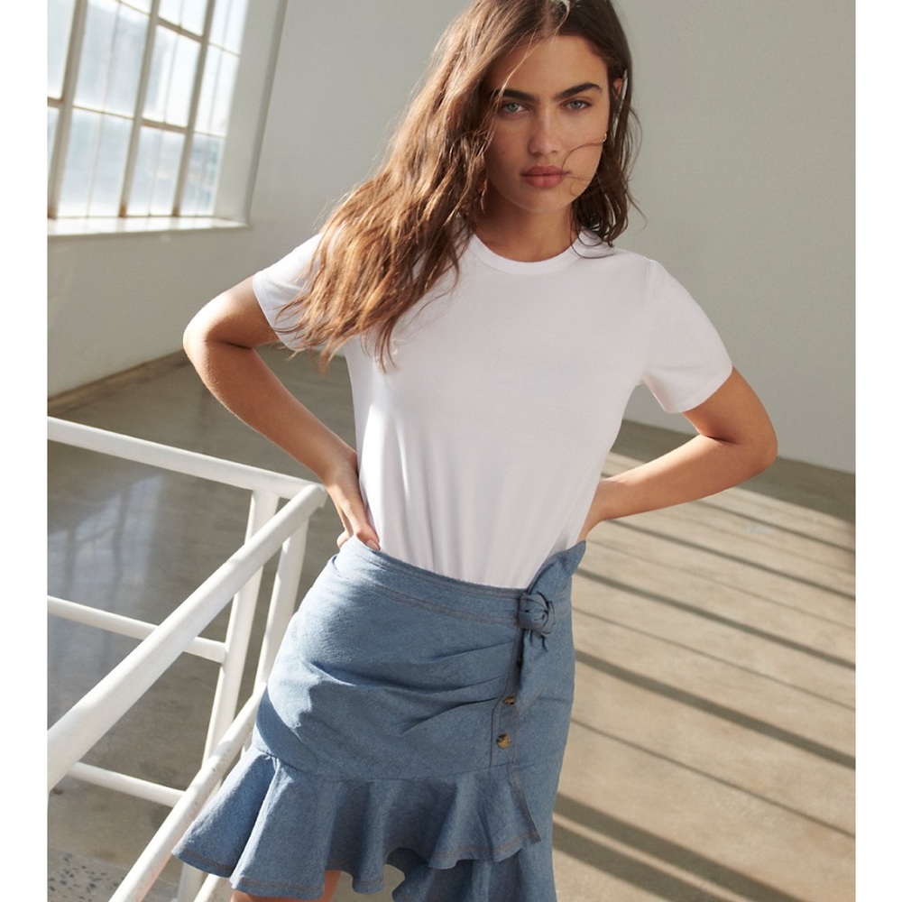 Veronica Beard White Gray Ruffled Mini Dress